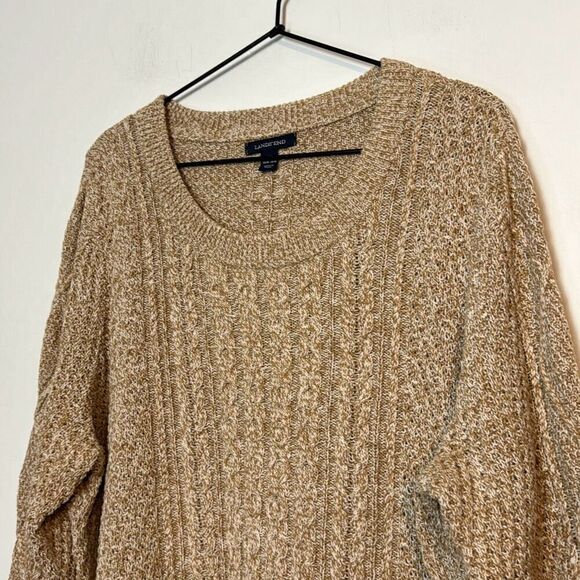 Lands End Crewneck Cable Knit Wool Blend Sweater 1X - Picture 2 of 6